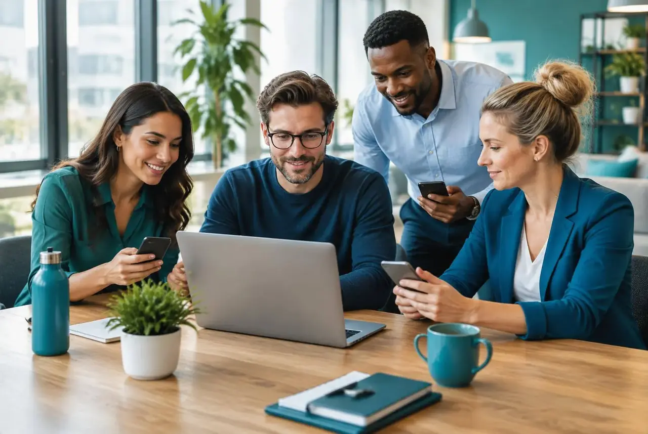 A team checking their moved website and email